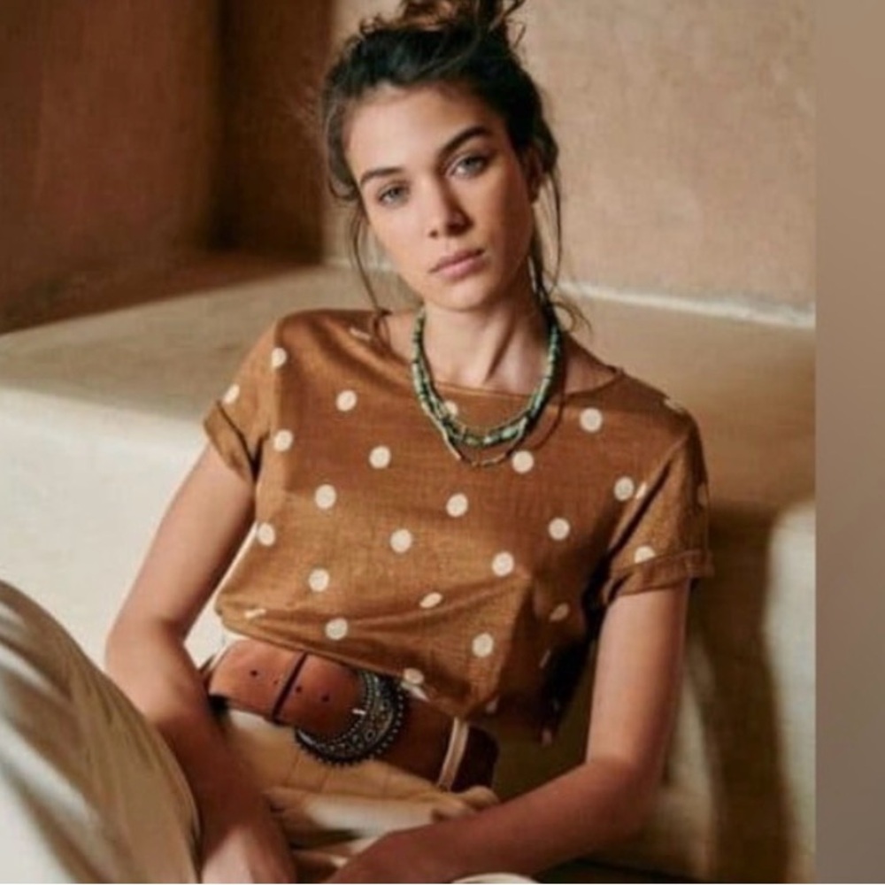 🇫🇷 Sézane Brown Polka Dot T-Shirt
